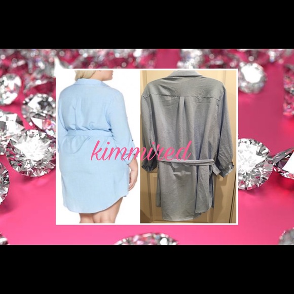 🆕Light Blue Rose Embroidered Shirt Dress~US20~NWT - Picture 3 of 4